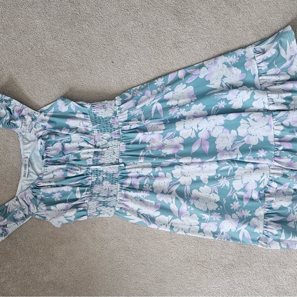 Grace Karin Dress in Teal White and Lavender